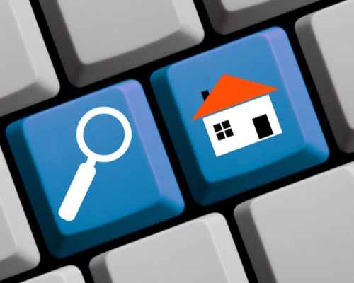 keyboard with house and search icon