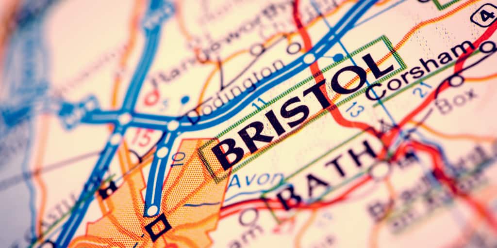 Road map showing Bristol