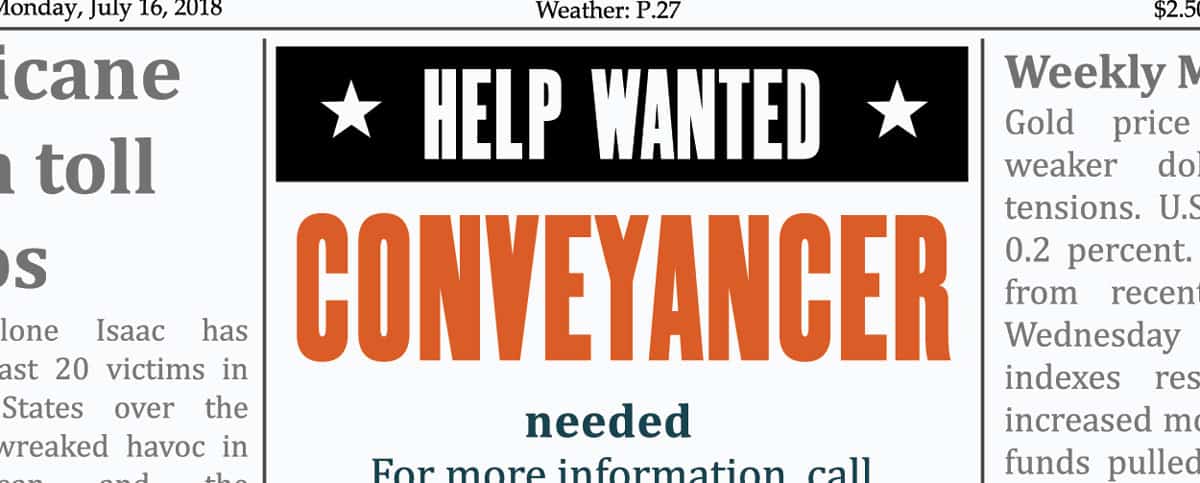 conveyancer wanted advert in paper